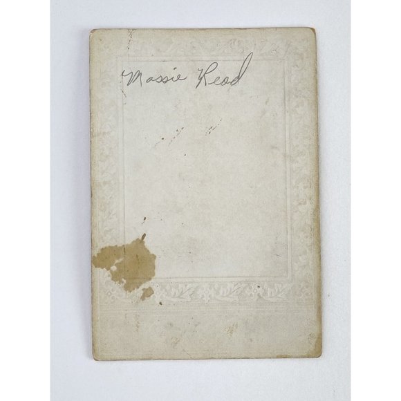 c1870 Cabinet Card Photo Young Woman Light Eyes Velvet High Neck Massie Read - Picture 6 of 8